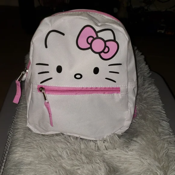 Nwt Hello Kitty Sanrio Pink & Grey Backpack Hello Kitty Backpack Pink Purple 16” Polka Dot Shiny School  main image 4
